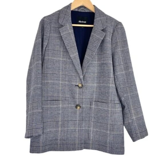Madewell Dorset Wool Blazer in Blue Plaid Size Medium - Picture 4 of 8